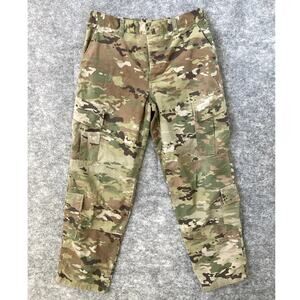 Army Camouflage Cargo Pants Mens W32 Combat Uniform Button Fly Insect Shields